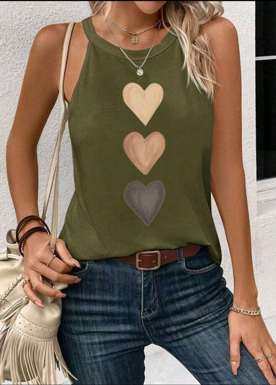 Майка женская Heart Print S Масло (27320662) - фото 3 Майка женская Heart Print S Масло (27320662) - фото 3