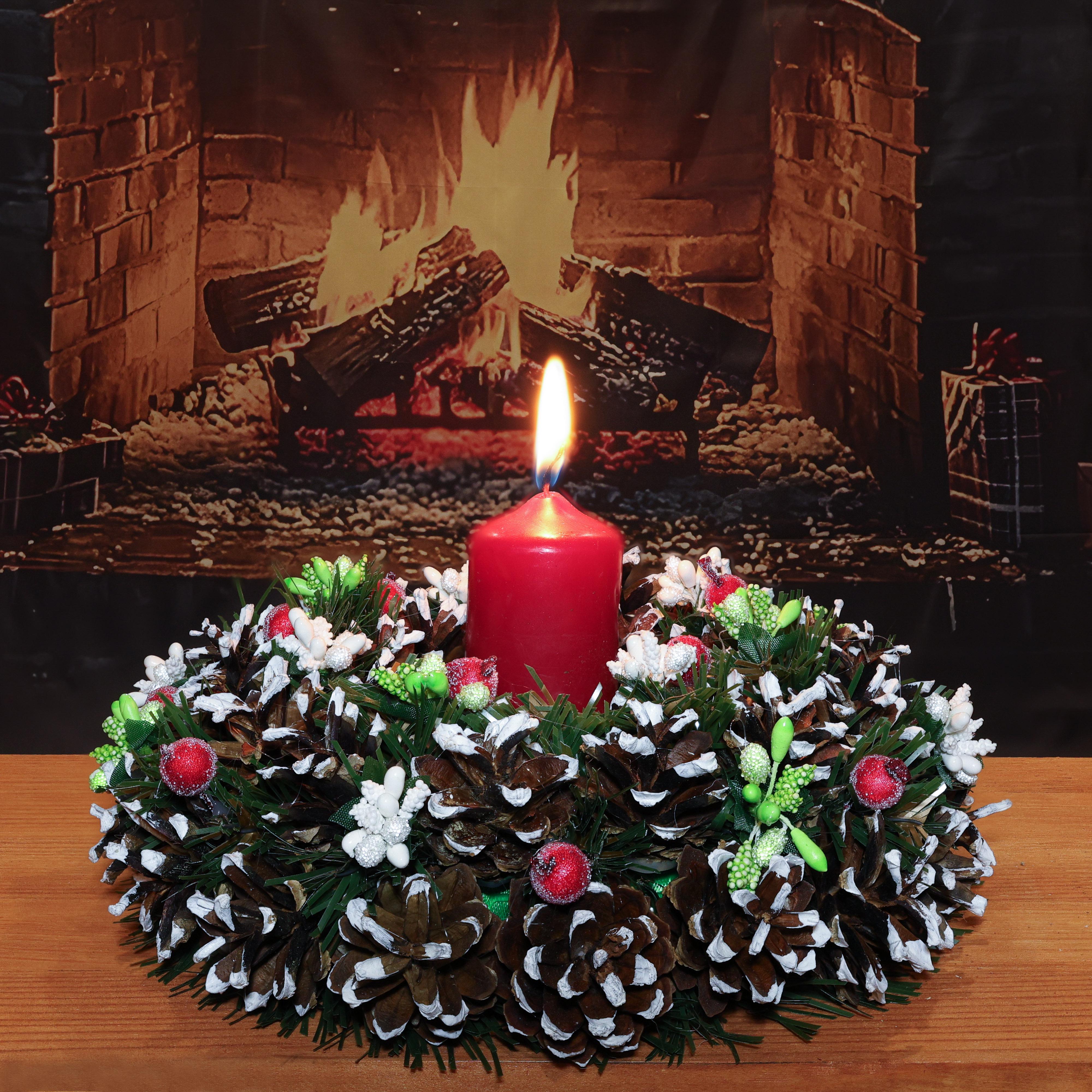 Підсвічник різдвяний з шишок та ягід зі свічкою 22/8 см (В2201КБ) - фото 6 Підсвічник різдвяний з шишок та ягід зі свічкою 22/8 см (В2201КБ) - фото 6