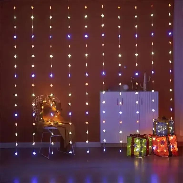 Гірлянда-штора зіркопад USB 3х3 м RGB 300LED 8 режимів IP44 пульт керування (234575729_313) - фото 4