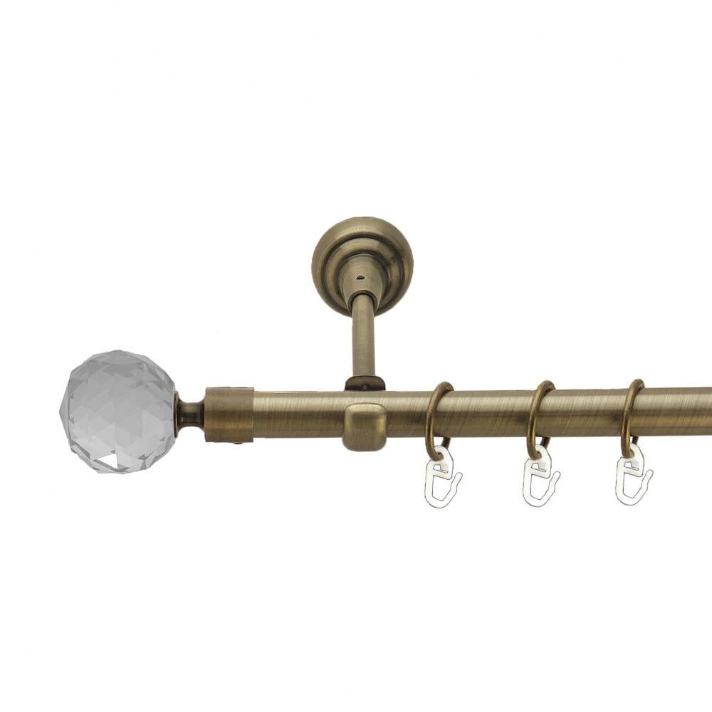 Карниз металлический Orvit Люмиера однорядный открытый/гладкая труба/кольцо металлическое Антик 19 мм 240 см (3993912)