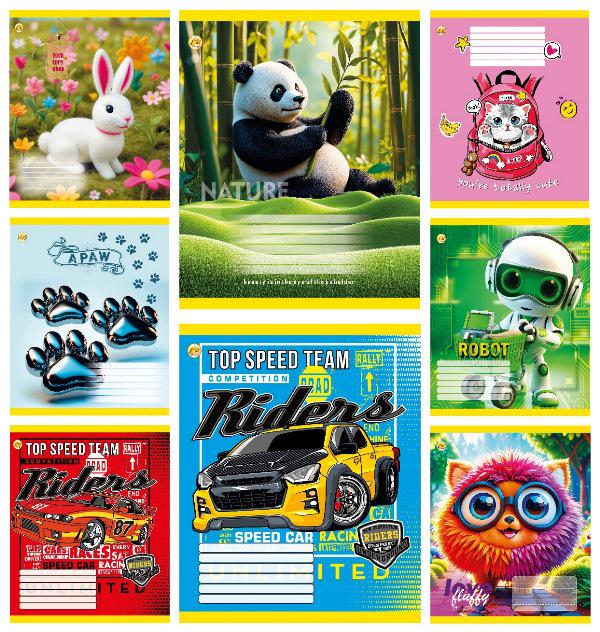 Зошити учнівські Тетрада Мікс 10 в косу лінію тверда палітурка 12 арк. 25 шт. (MTT-199171)