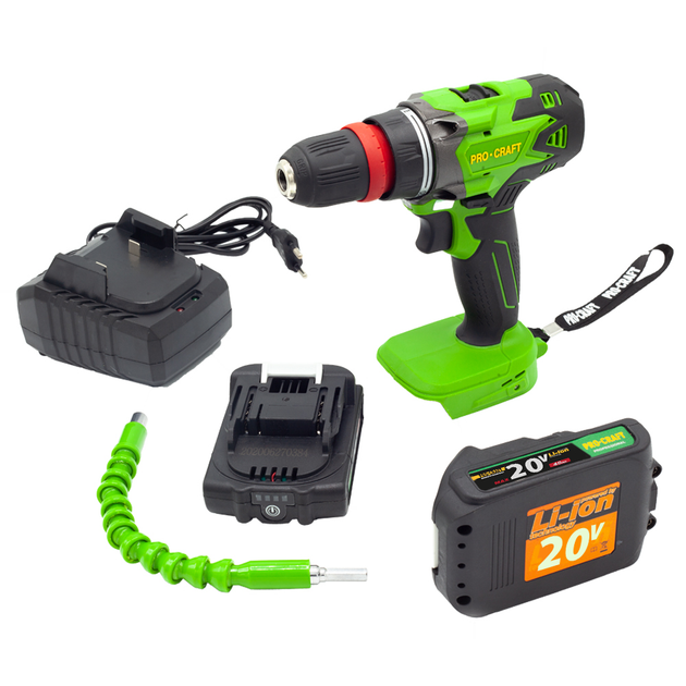 Гвинтоверт акумуляторний ProCraft PS-20 з однією батареєю 2 Агод та зарядним пристроєм (2025)