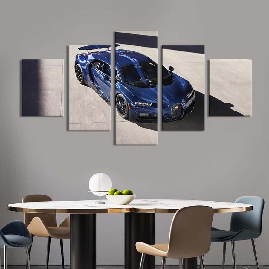 Картина на холсте Стильный гиперкар Bugatti Chiron в синем цвете 187x94 см (1299-52)