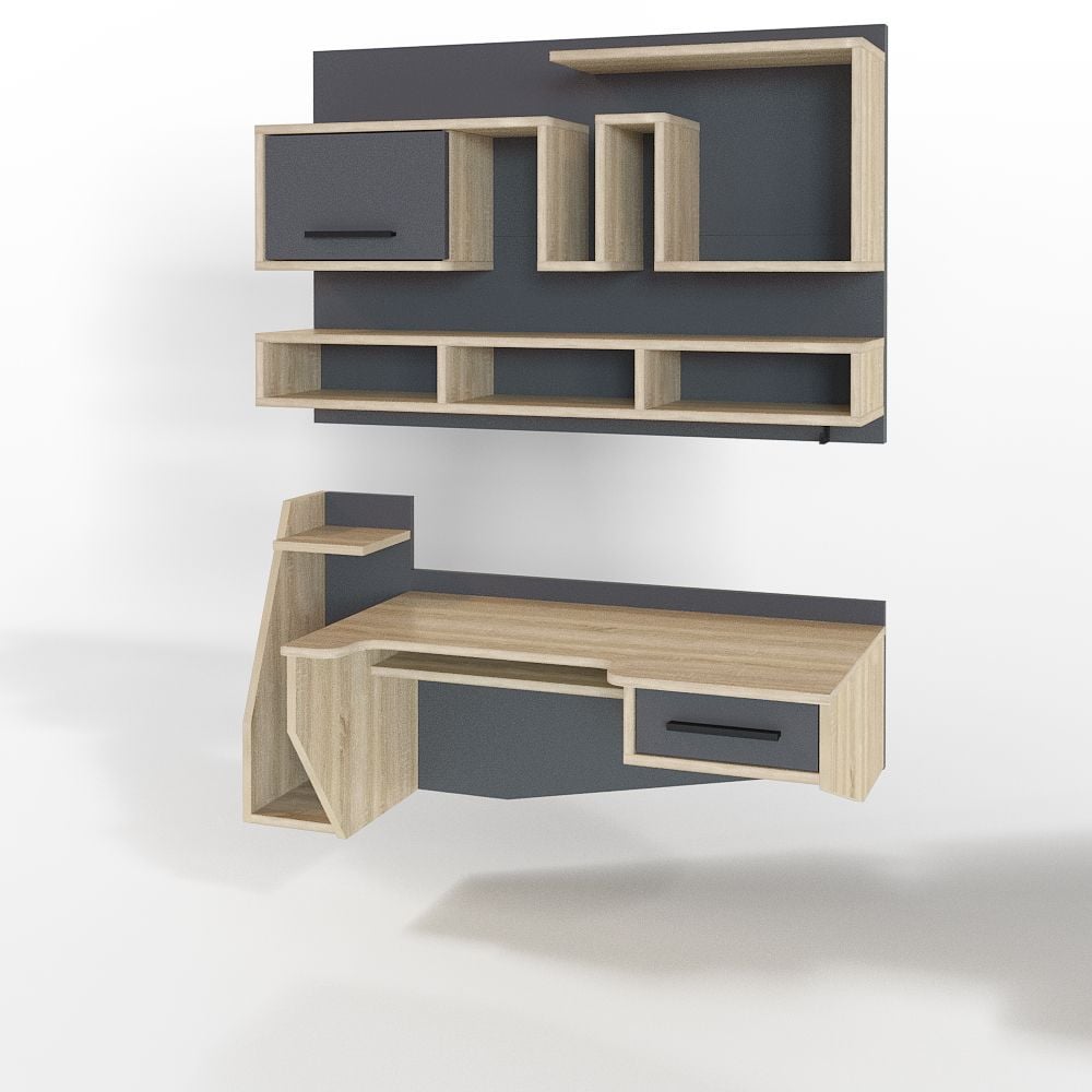 Комп'ютерний стіл Тиса Меблі Тиса Стиль-12 Сонома/Графітовий (636a2acc2b3164092d6284b7)