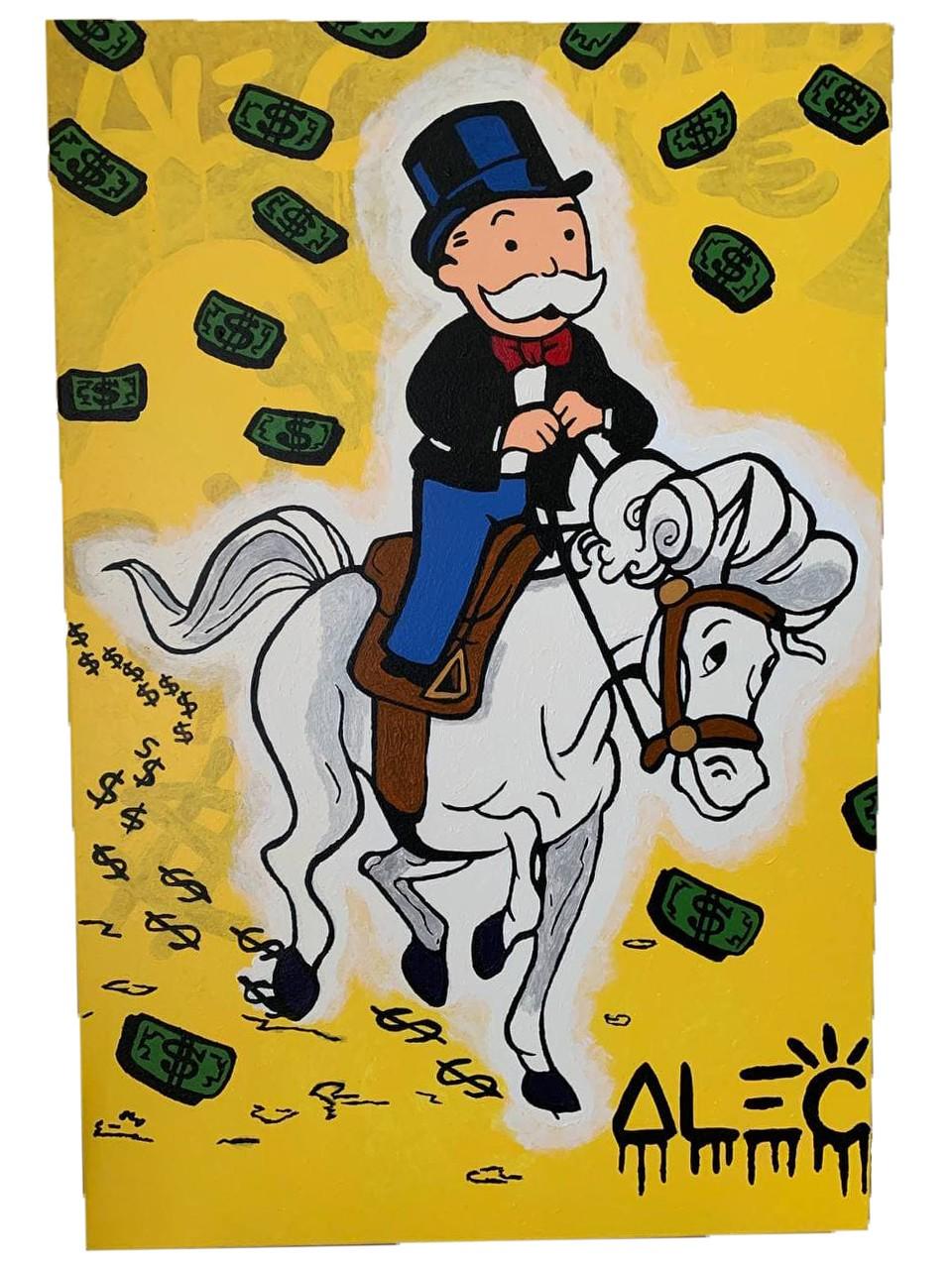 Картина акриловыми красками на полотне Monopoly White Horse Ручная работа 90x60 см (AMWH1)