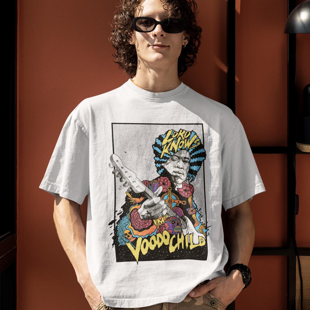 Футболка унисекс Jimi Hendrix Lord Knows Im A Voodo Child XL Белый (0000011677)