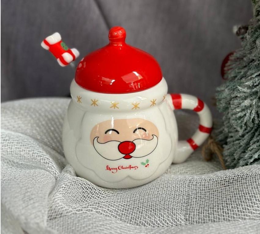 Кухоль керамічний Olens 102-1062 Кенді-Санта з кришкою та ложкою 400 мл Червоний (2786929820) - фото 4 Кухоль керамічний Olens 102-1062 Кенді-Санта з кришкою та ложкою 400 мл Червоний (2786929820) - фото 4