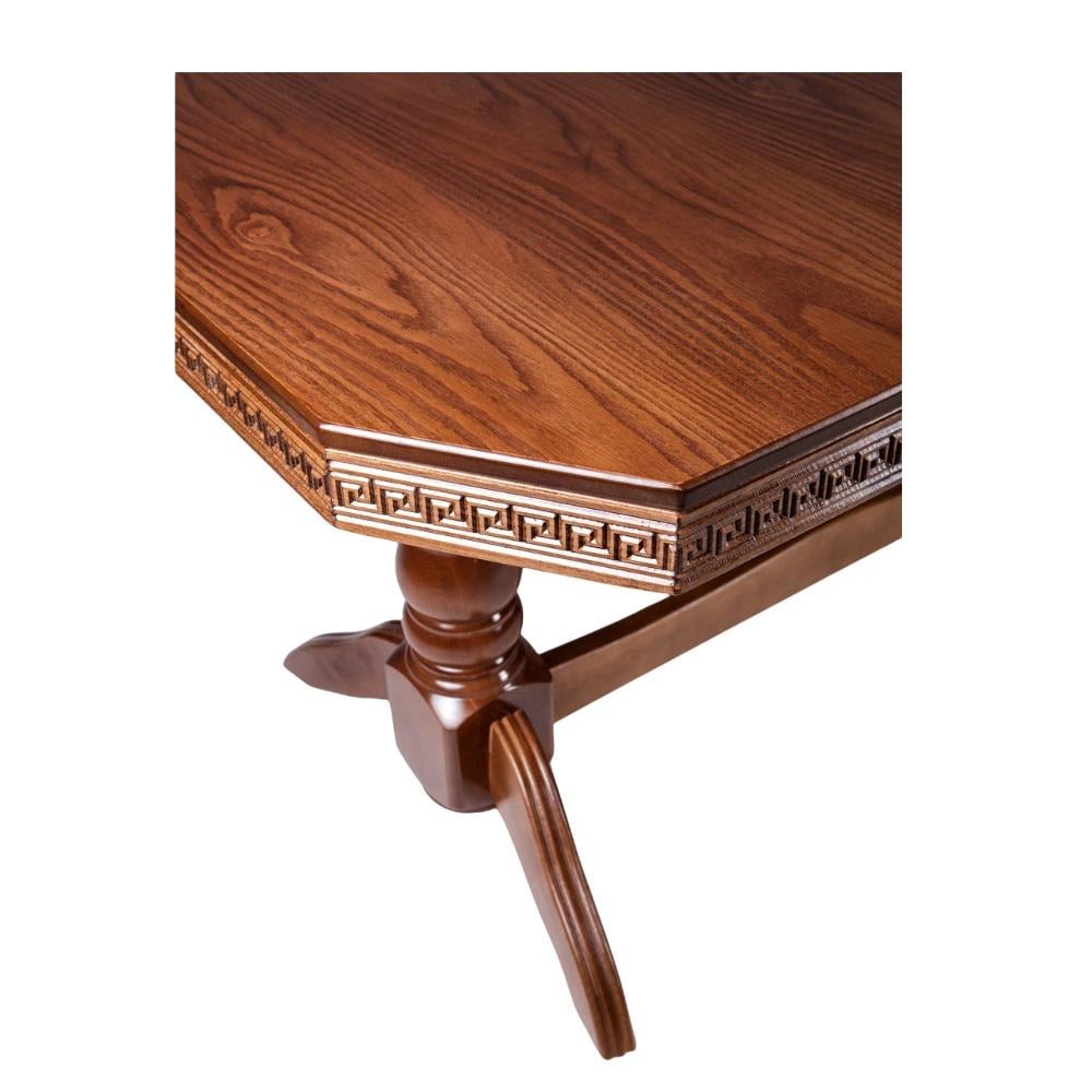 Стіл обідній розкладний Мікс Меблі Буковель 90x160 ( 40) см натуральне дерево/МДФ Горіх - фото 5