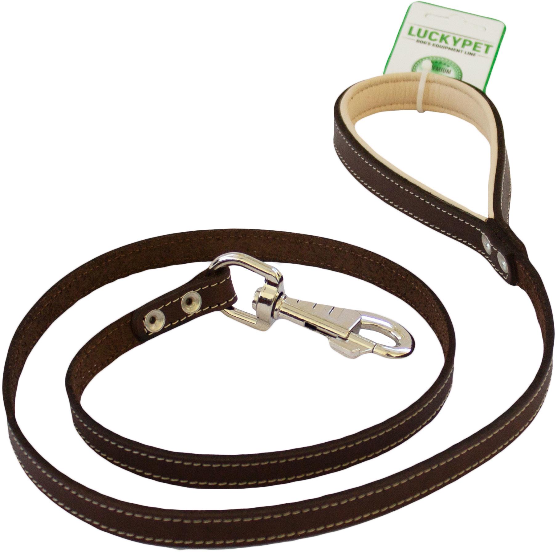 Поводок Lucky Pet кожаный 1/120 см Коричнево-бежевый (4820224216881)