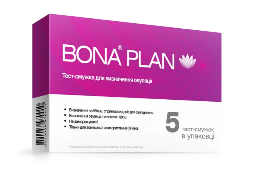 Тест полоска для определения овуляции BONA PLAN 5 шт. в упаковке (AN002296)