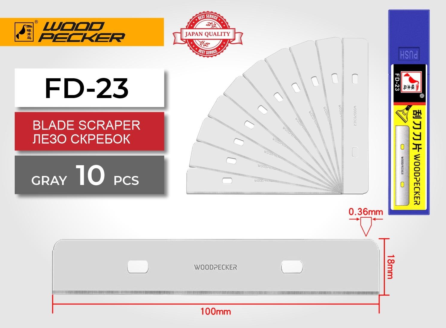 Лезвия сменные для скребка Woodpecker 18 мм 10 шт. Серый (FD-23) - фото 6