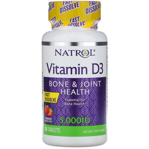 Витамин D Natrol Vitamin D3 5,000 IU 90 Tabs Strawberry Flavor (NTL-05891)