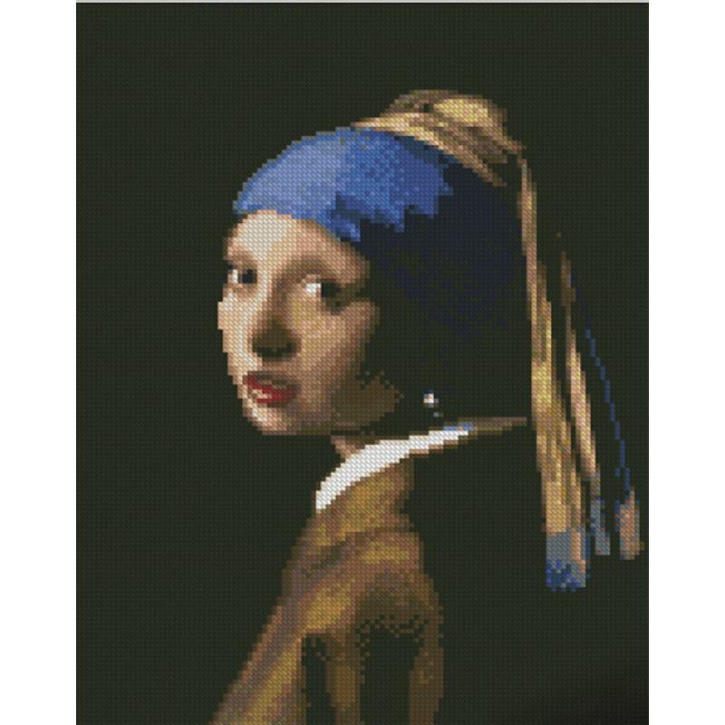 Алмазная мозаика на подрамнике Strateg Премиум Девушка с жемчужиной 30x40 см (Str-KB070)