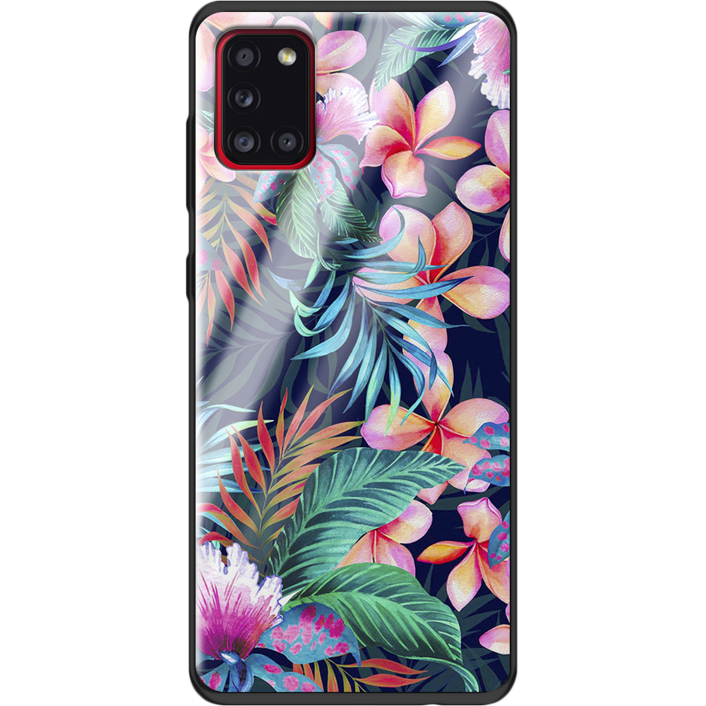 Чохол Boxface Samsung A315 Galaxy A31 flowers in the tropics Чорний силікон зі склом (39470-up1971-40094)