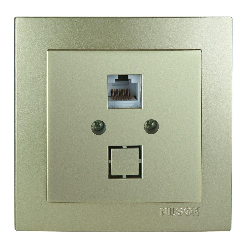 Розетка Nilson Touran комп'ютерна CAT5e RJ45 Золотий (24151044)