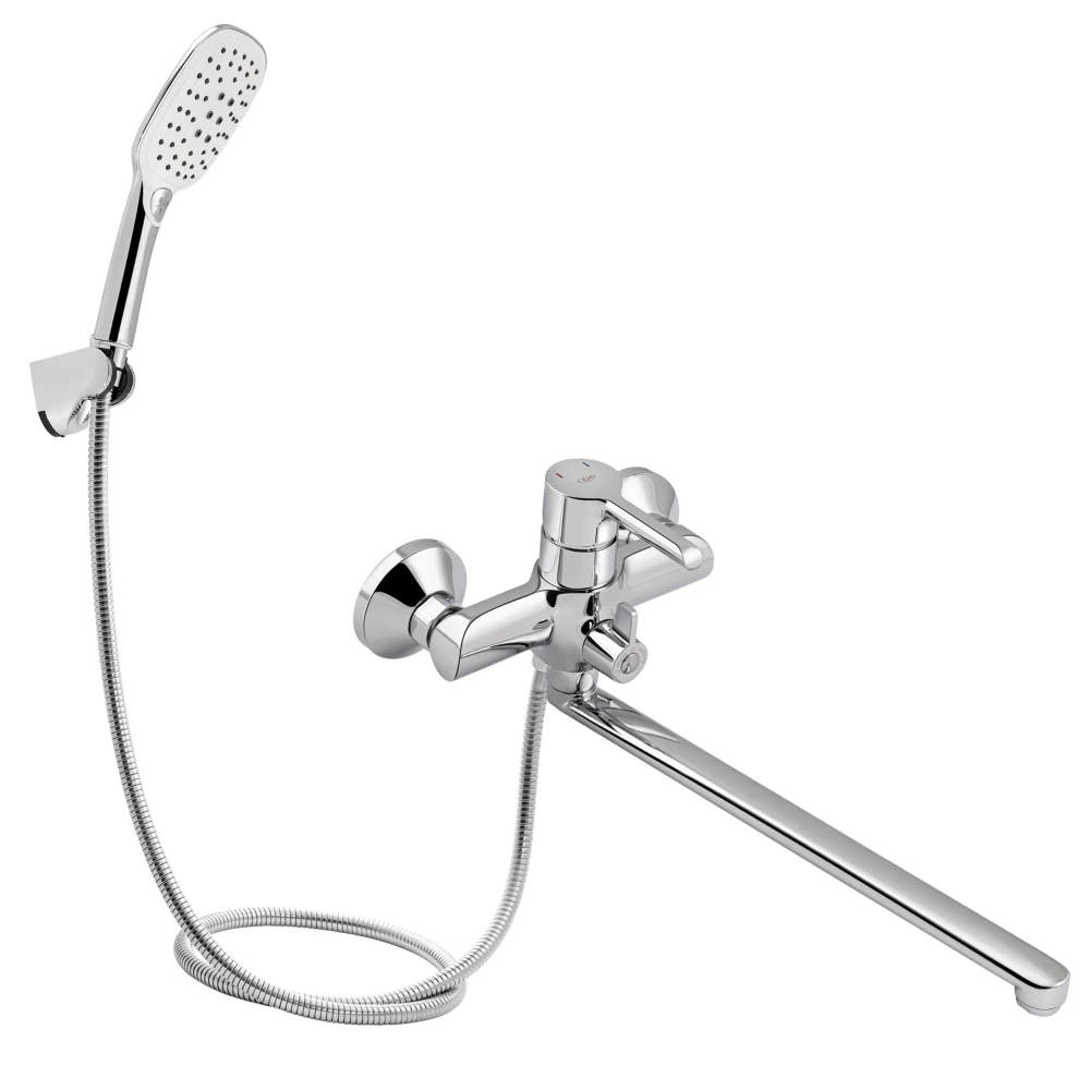 Смеситель для ванны Qtap Grand QTGRACRM005 с поворотным изливом с душевым гарнитуром Chrome (2552208003)
