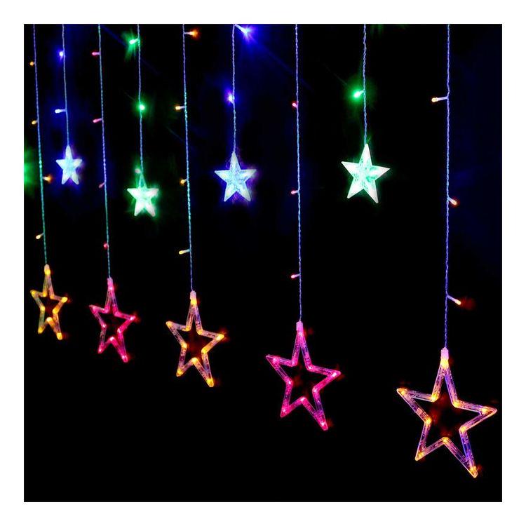 Гірлянда 10 великих зірок з прозорим дротом Різнокольоровий