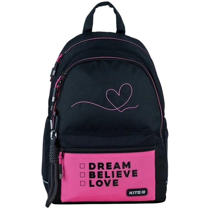 Школьный рюкзак подростковый KITE Education teens 2575M LED 19 л Черный/Розовый (K24-2575M(LED)