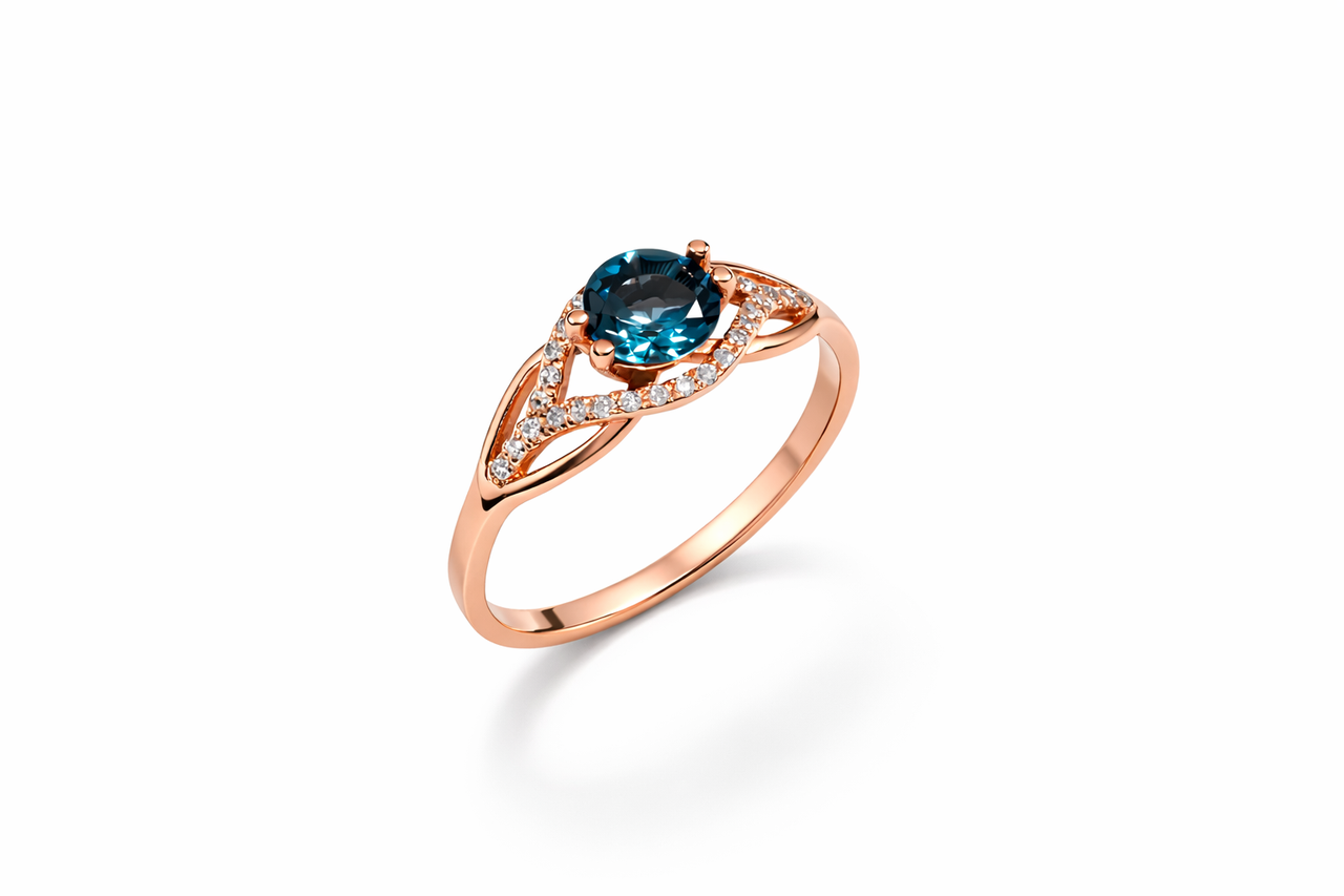 Каблучка з червоного золота з топазом London Blue К-0569 р. 21 (2954913012) Каблучка з червоного золота з топазом London Blue К-0569 р. 21 (2954913012)