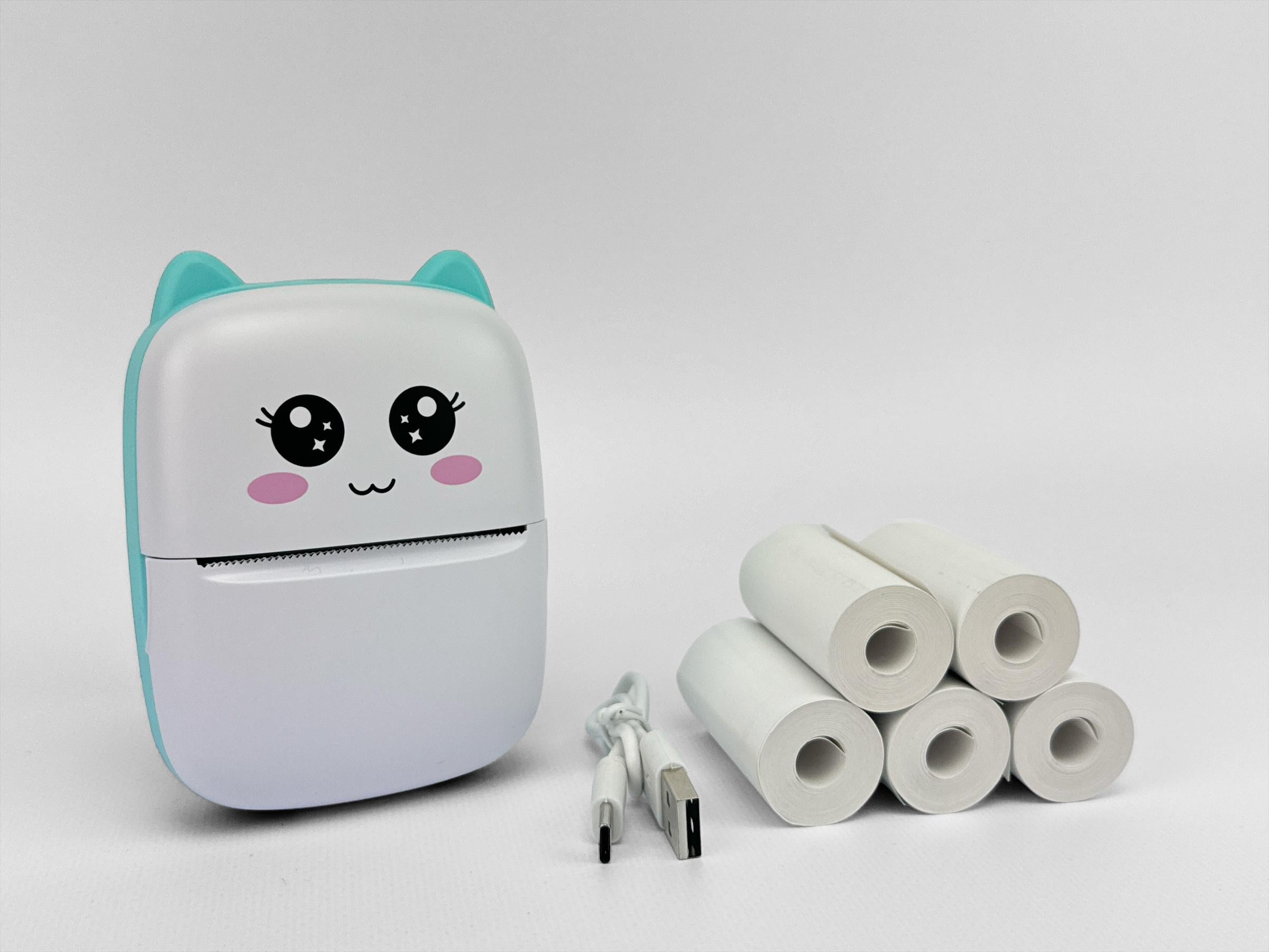 Принтер портативный мини и 5 рулонов бумаги Голубой (235-45)