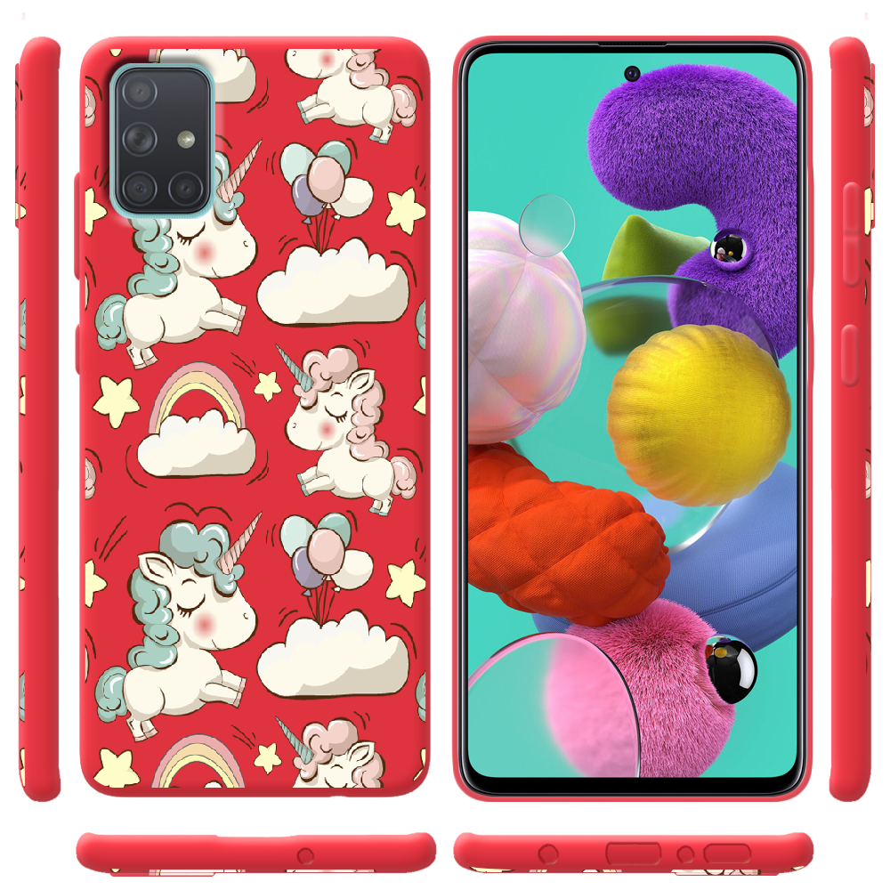 Чохол BoxFace Samsung A715 Galaxy A71 Unicorns Червоний силікон  (38850-cc2-38949) - фото 2