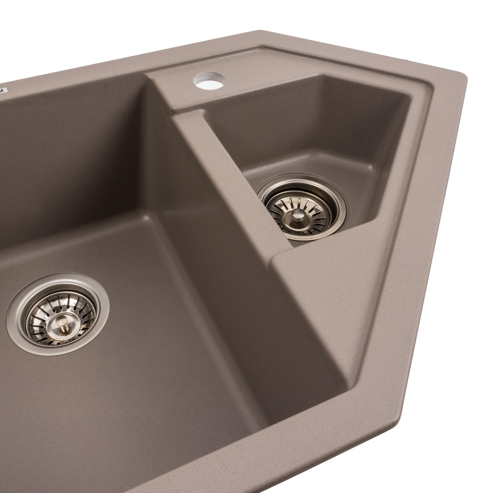 Мийка кухонна Platinum PLS-A40865 чаші гранітна кутова 990x500 мм Бежевий (25969215) - фото 3 Мийка кухонна Platinum PLS-A40865 чаші гранітна кутова 990x500 мм Бежевий (25969215) - фото 3