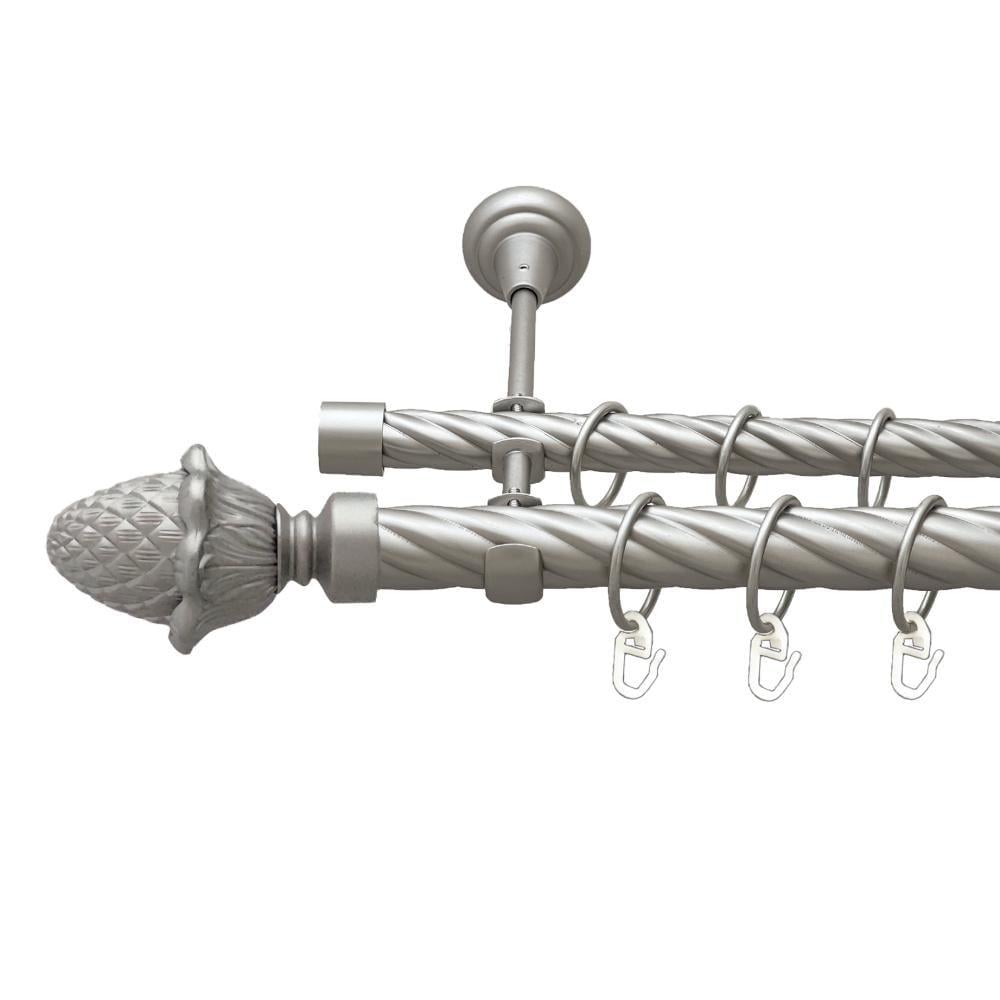 Карниз металлический Orvit Цинара двухрядная открытый/скрученная труба/кольцо металлическое Сатин 25/19 мм 240 см (00-00023730)