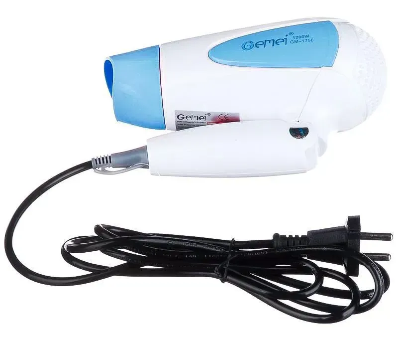 Фен для волос Gemei GM-1756 складной 1200 Вт Голубой (ML-04921) - фото 4 Фен для волос Gemei GM-1756 складной 1200 Вт Голубой (ML-04921) - фото 4