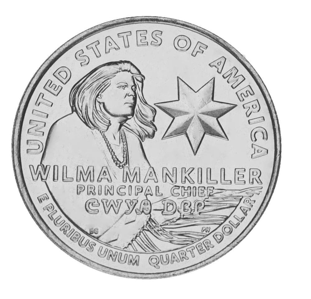 Коллекционная монета США 25 центов 2022 UNC P Женщины Америки - Вождь племени Чероки Вилма Мэнкиллер (М17199)