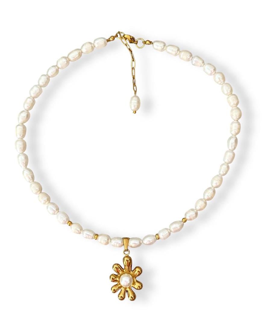 Намисто з натуральних перлин Golden Flower жіноче NSTONE біле One size