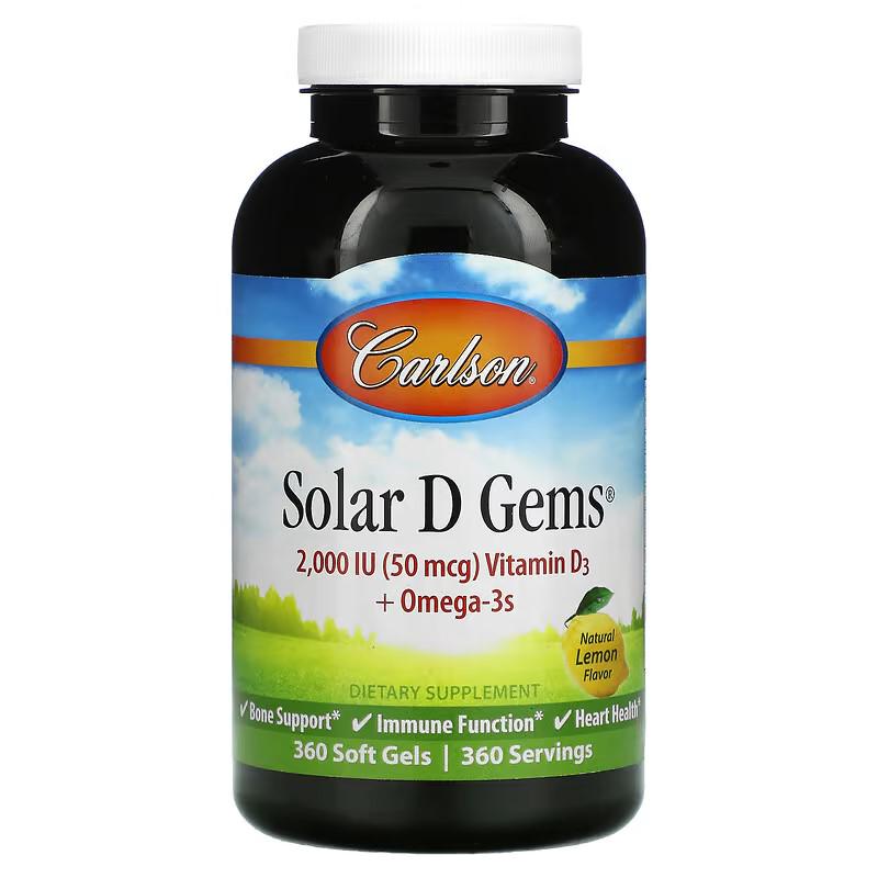 Витамин D3 Омега-3 Carlson D Gems Vitamin D3 Omega-3s Natural Lemon 360 soft gels