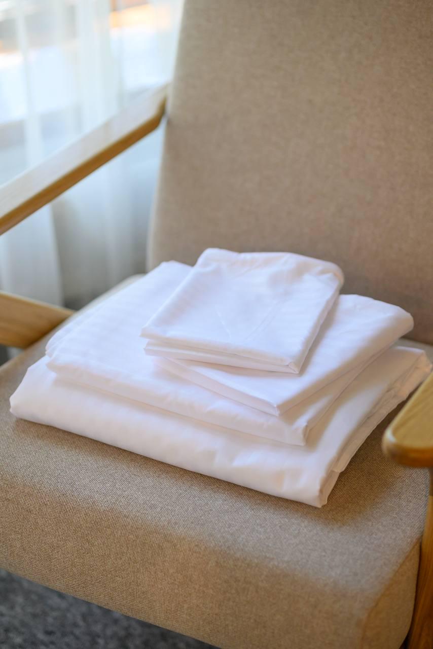 Комплект постельного белья Signorina Siena из страйп-сатина евро 50х70 см/70х70 см Белый (001E) - фото 5