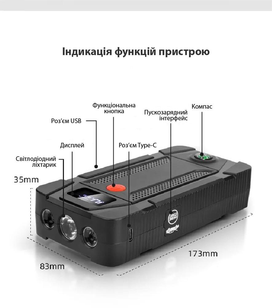 Портативна батарея XON AutoCharge TC1N 18000 mAh 500A з функцією автозапуску Black (121518420) - фото 3