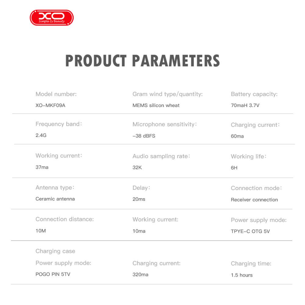Микрофон беспроводной Xo петличный Type-C 1in2 с зарядным кейсом (MKF09A) - фото 6