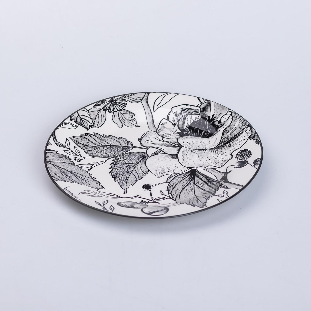 Столовий сервіз малюнком Квітів керамічний на 6 персон 18 тарілок Білий - фото 2 Столовий сервіз малюнком Квітів керамічний на 6 персон 18 тарілок Білий - фото 2