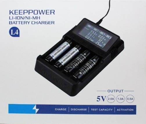 Зарядное устройство для аккумуляторов Keeppower L4 LCD USB + блок питания на 4 слота (348181) - фото 5