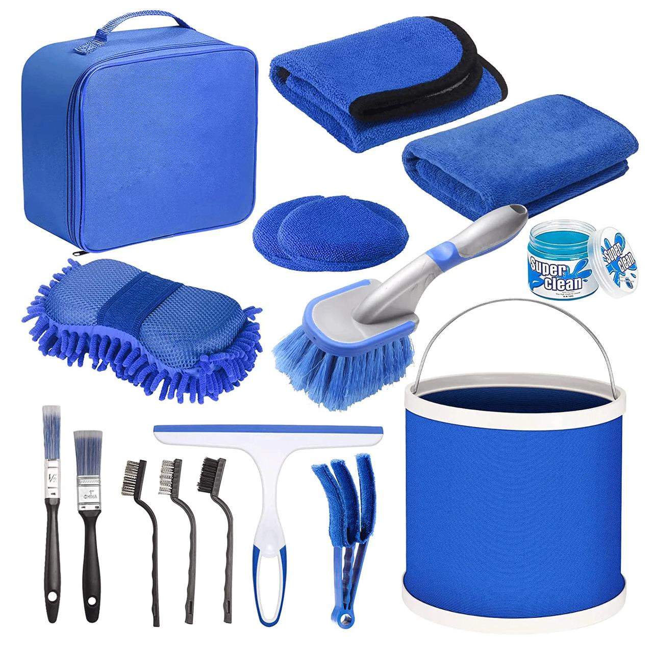 Набор из микрофибр аппликаторов и щеток для ухода за автомобилем 16 шт. (wrs-cs003)