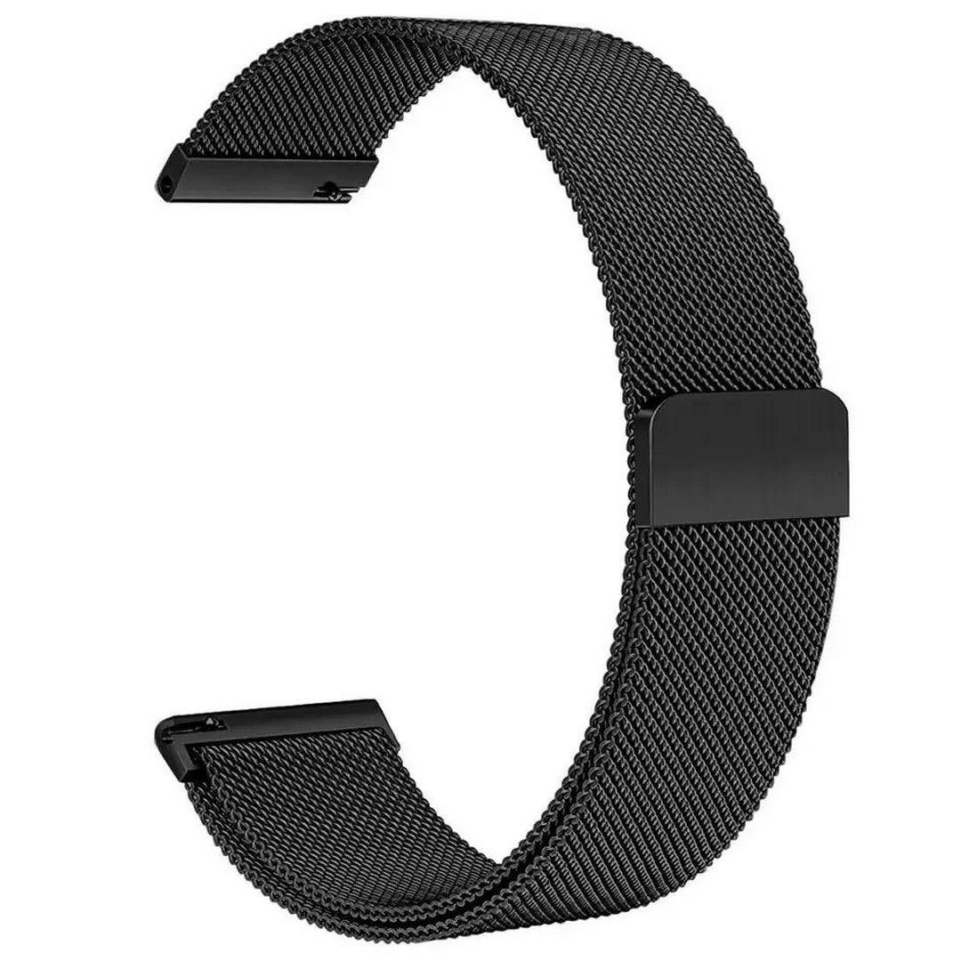 Ремешок металлический Миланская петля для часов Amazfit Haylou Huawei Samsung 22 мм Milanese Loop Black (mr2022T01 b)