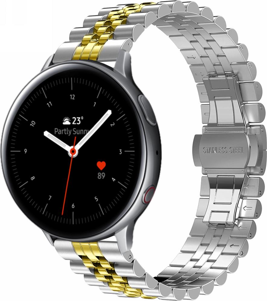 Браслет металлический Stech Line для Galaxy Watch Active 2 40/44 мм Silver/Gold (27045-67) - фото 1