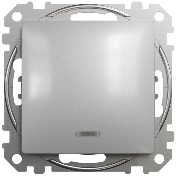 Выключатель одноклавишный с синей подсветкой Schneider Sedna Design алюминий (28518627) Выключатель одноклавишный с синей подсветкой Schneider Sedna Design алюминий (28518627)