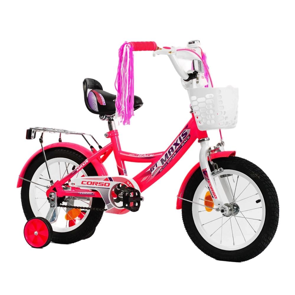 Велосипед детский Corso Maxis 14" ручной тормоз с колокольчиком Pink (128272)