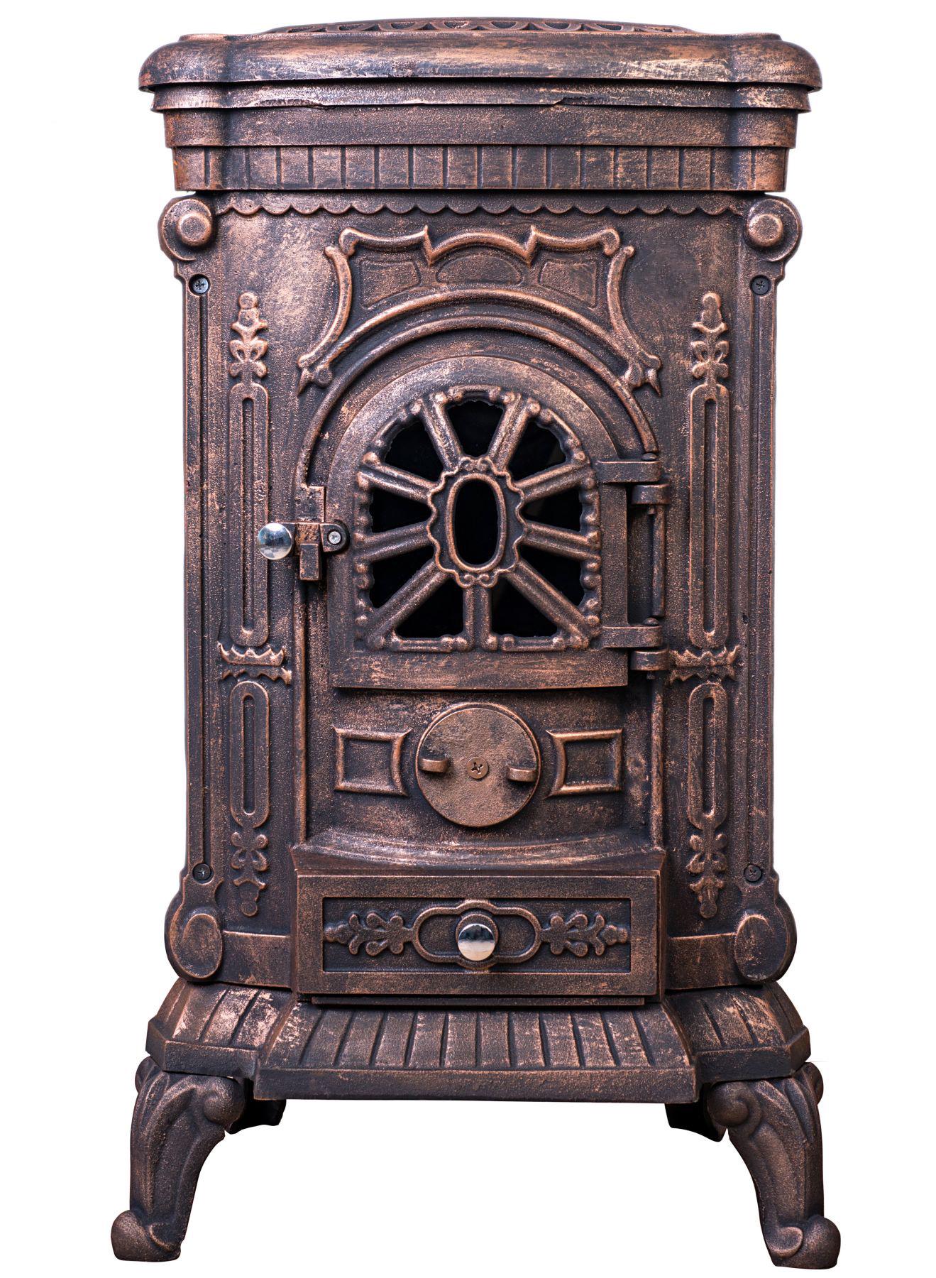 Камин-печь Bonro чугунная двойная стенка 9 кВт Золотой (1101)