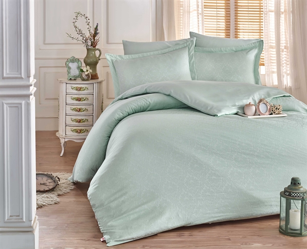 Комплект постільної білизни Hobby Exclusive Sateen Diamond Damask 200х220 см/50х70 см 2 шт./70х70 см 2 шт. М'ятний