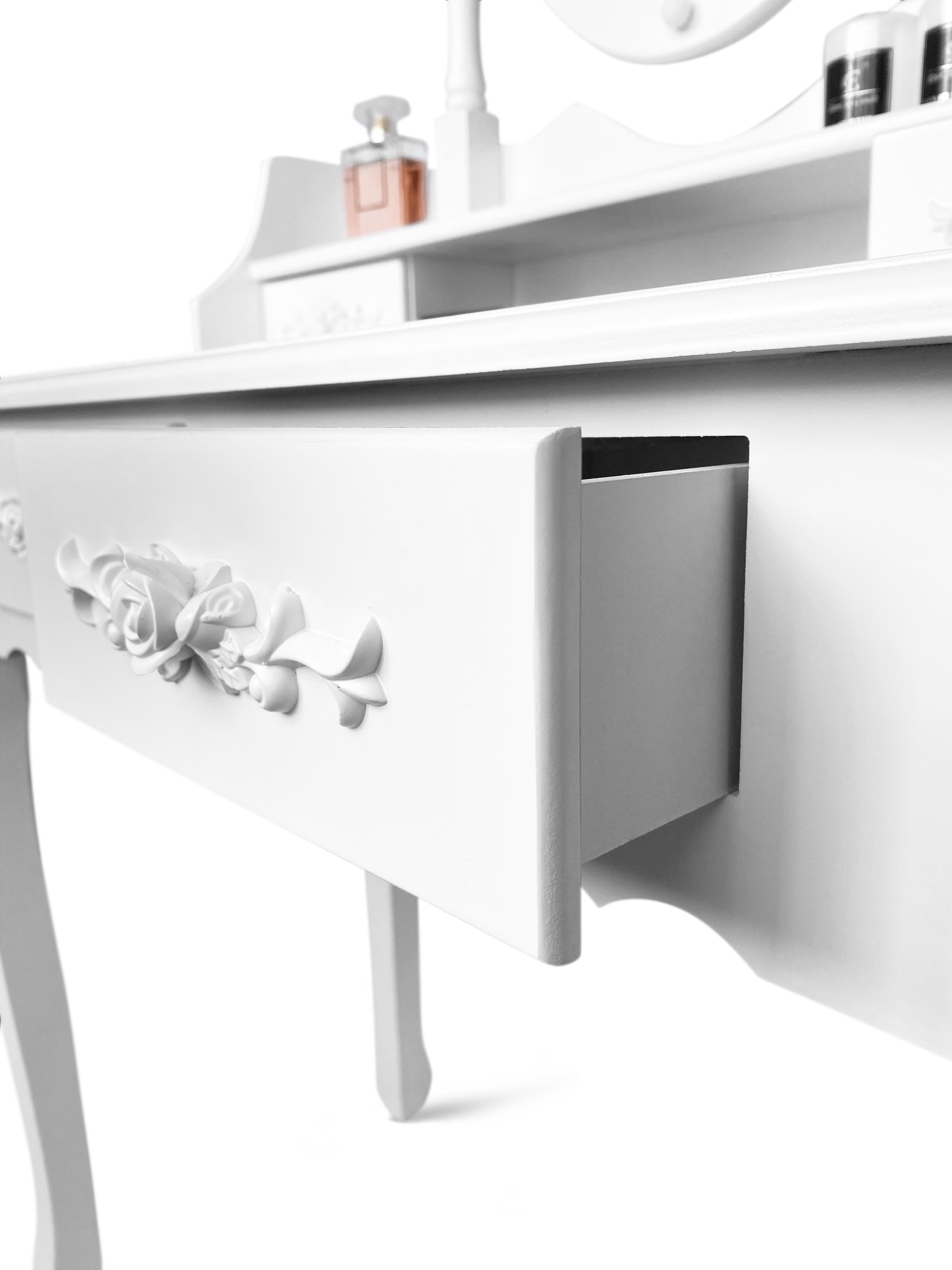 Туалетний столик з дзеркалом Homart Tioli з підсвіткою та табуретом Білий (9363) - фото 7 Туалетний столик з дзеркалом Homart Tioli з підсвіткою та табуретом Білий (9363) - фото 7