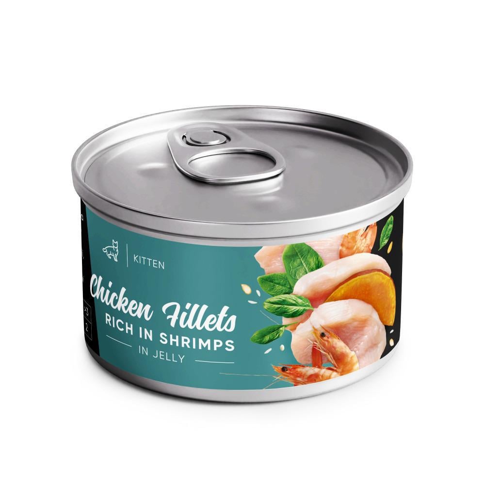Корм вологий для кошенят Savory Chicken Fillets rich in Shrimps in Jelly for Kittens філе курки з креветками в желе 70 г (31365191)
