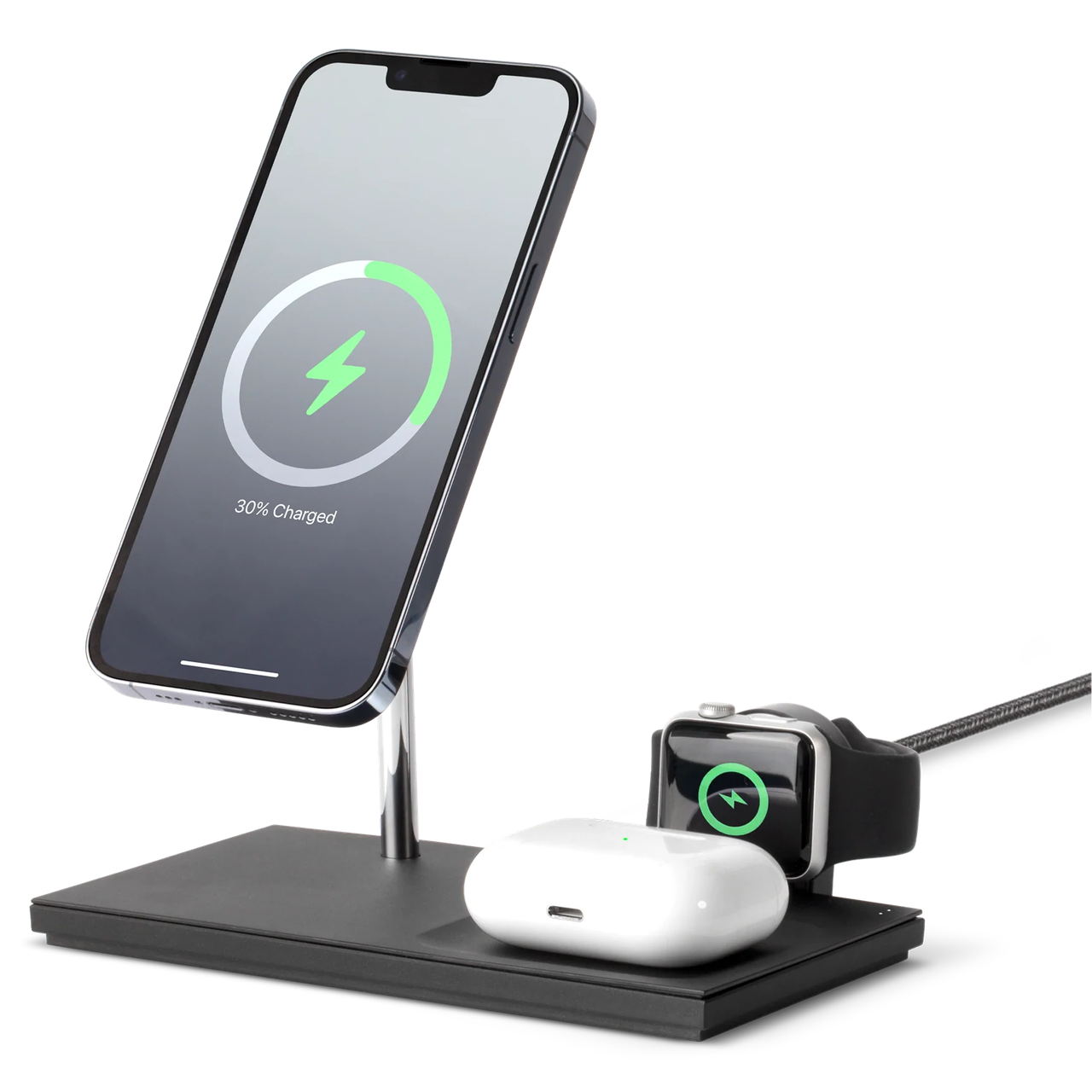 Безпровідна зарядка Native Union Snap 3-in-1 Magnetic Wireless Charger, Black (SNAP-3IN1-BLK-EU) - фото 3