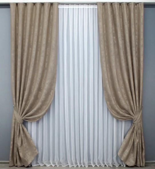 Тканина для штор Sultan XO жакард Темно-бежевий (1680ш) - фото 4 Тканина для штор Sultan XO жакард Темно-бежевий (1680ш) - фото 4