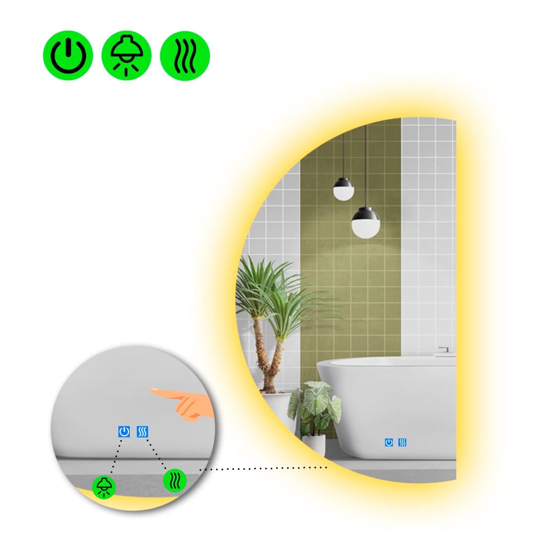 Зеркало с LED подсветкой Parette 2 с двумя сенсорами 80x40 см (8738780)