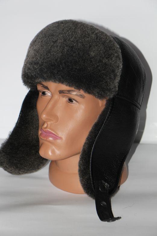 Шапка-ушанка теплая мужская из овечьей шерсти (29139)