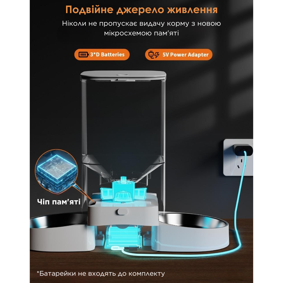 Автоматична годівниця для котів та собак HONEYGUARIDAN S305D 5 л Wi-Fi Білий (2357700003) - фото 4